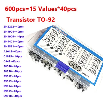 To-92 Transistor Sortiment Kit 30-160v 50-1000ma npn pnp 2 n2222 2 n5551 s9014 c945 s9018 s8050 600 stücke 15