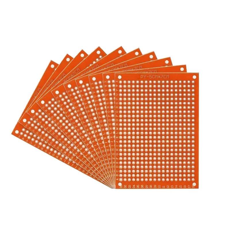 Universal PCB Prototyp Perforierte Grid Board Kit 5x7cm Einseitige PCB Breadboard Leiterplatten (10 Stück)
