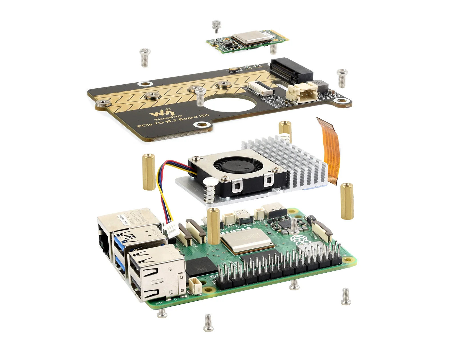 Waveshare Raspberry Pi 5 PCIe-zu-M.2-Adapterplatine (D), kompatibel – Bild 6