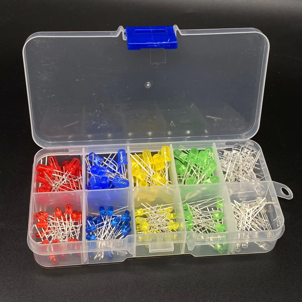 3 mm 5 mm LED-Dioden-Sortiment-Set, Weiß, Grün, Rot, Blau (100 Stück) – Bild 2