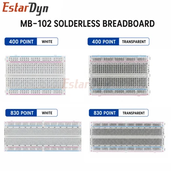 Estardyn 400-Punkte-Steckbrett 830-Punkte-Steckbrett MB-102 Lötfreies PCB-Testboard 400-Loch-Steckbrett MB102