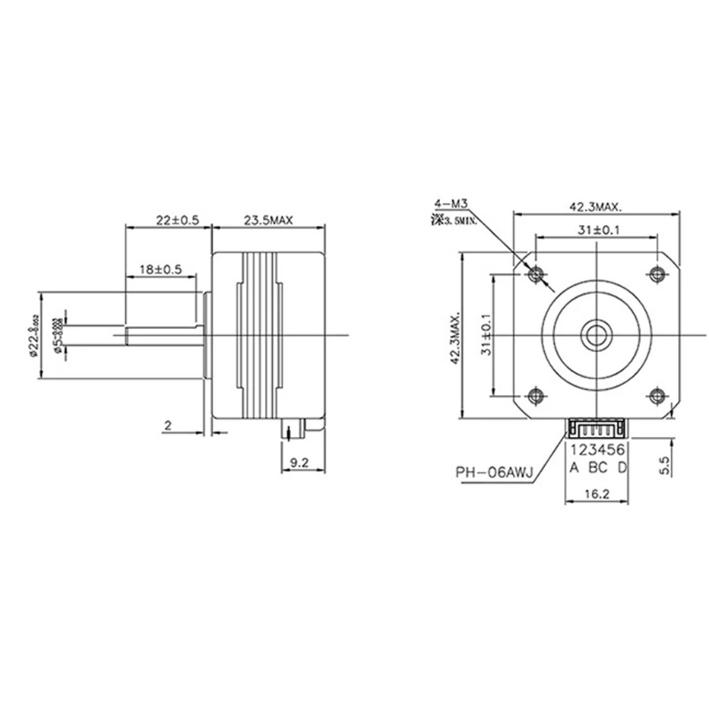 Nema 17 Stepper Motor 4-blei 42mm 13Ncm (18,4 unzen. in) 1A 1m Kabel – Bild 4