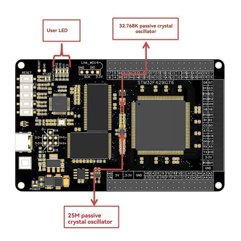 STM32-Entwicklungsboard STM32F429IGT6 integriert einen Programmierer – Bild 2