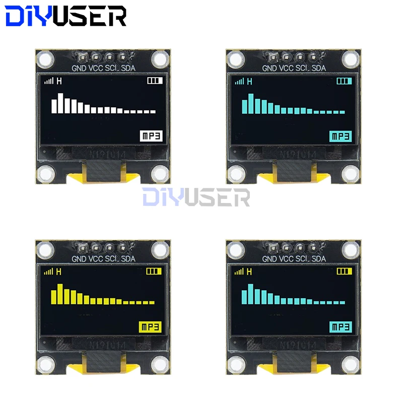 DIYUSER 0,96 Zoll OLED SSD1306 Weiß/Blau/Gelb 128X64 IIC I2C Serielles Anzeigemodul 12864