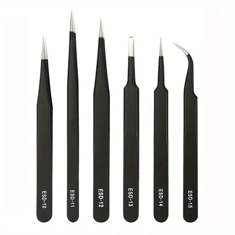 Präzisions-Langpinzetten-Set, ESD antistatische Pinzetten (6 Stück) – Bild 2