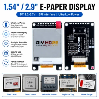 1,54/2,9-Zoll E-Paper-Display, LCD-Modul, SPI-Kommunikationsschnittstelle; Geeignet für Regaletiketten