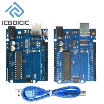 Arduino UNO R3 Entwicklungsboard mit USB-Kabel, ATmega328P ATmega16U2 Mikrocontroller-Modul