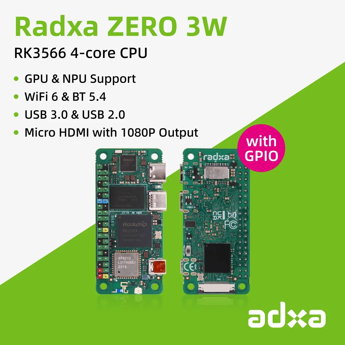 BoMaSRadxa ZERO 3W RK3566 4-Kern-CPU SBC, GPU, NPU, HDMI – Bild 6