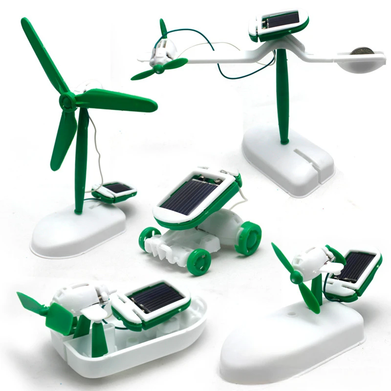 6-in-1 Solar-Power Roboter Kit Montage Schiff Fan Windmühle Auto Spielzeug Wissenschaftliches Labor DIY Kinder