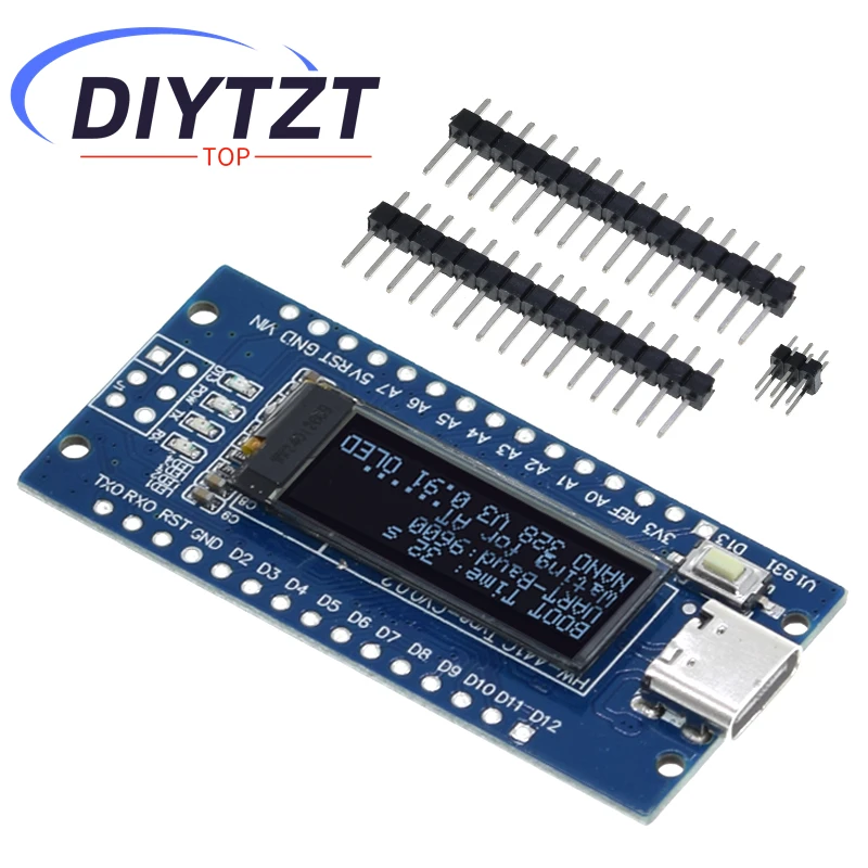 Nano V3.0 Atmega328P Ch340C mit Integriertem 0,91" OLED-Display 128*32 Auflösung IIC I2C Kompatibel