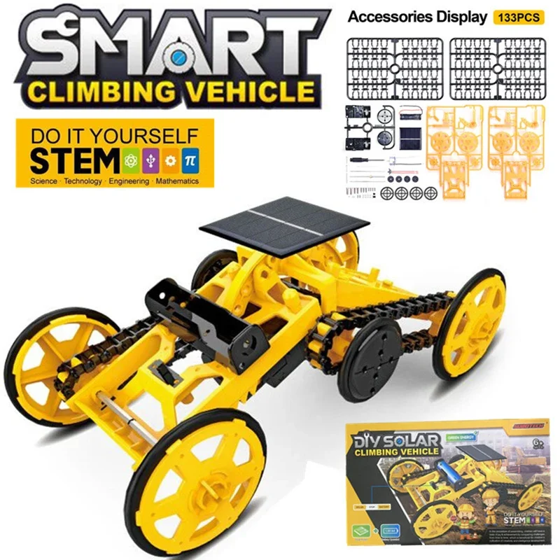Solar Spielzeug Neuartige Kinder Spielzeug Montieren Kit DIY Robotic Set All-Wheel-Drive Klettern Auto STEM