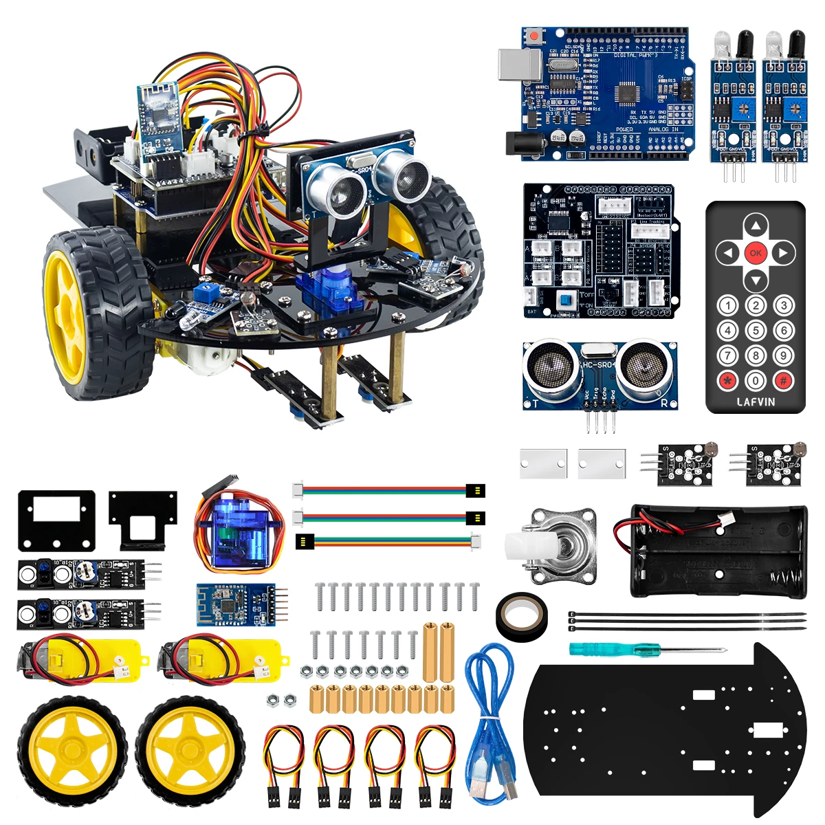 2WD Multi-Roboter-Auto für Arduino-Kit Smart V 2,0 DIY Roboter-Auto-Programmier codes zum Lernen und Lernen