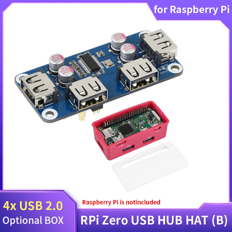 Raspberry Pi Zero USB HUB HAT (B) Erweiterungsplatine 4x erweiterte USB 2.0-Anschlüsse optionale USB HUB BOX