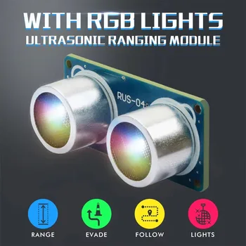 HC-SR04/RUS-04 Ultraschallmodul Entfernungsmessensor Roboter-Auto Hinderniserkennung mit RGB Farbigem Licht