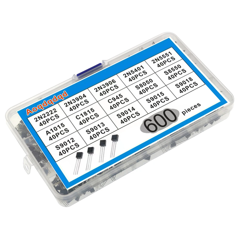TO-92 Transistor-Sortiment 30-160V Transistor-Kit Sortimentsbox NPN/PNP A1015 C1815 S8050 2N2222 2N3904 2N5401