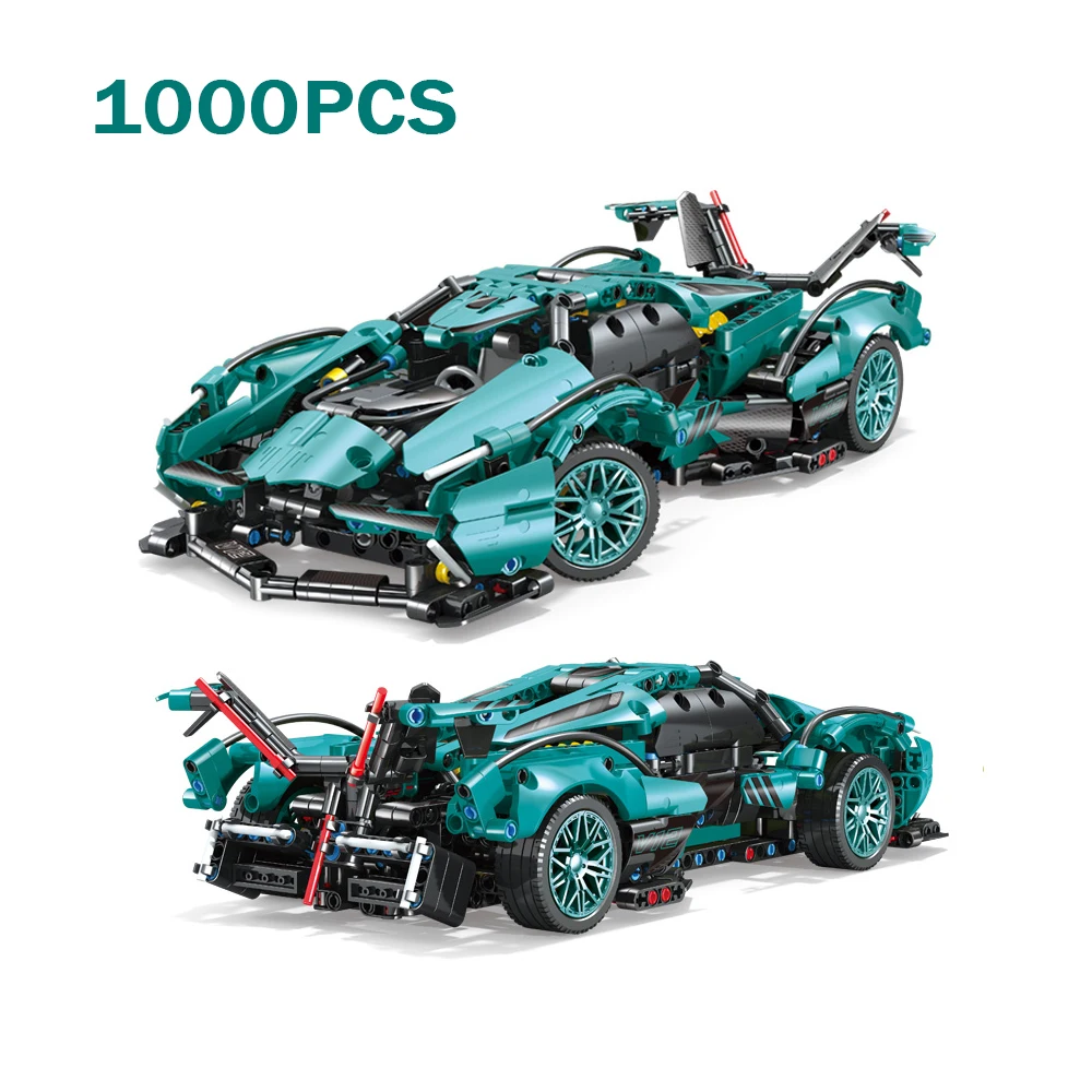 Technisches Rennwagen-Bausteinset V12 Supercar DIY-Konstruktionsspielzeug Desktop-Display-Modell