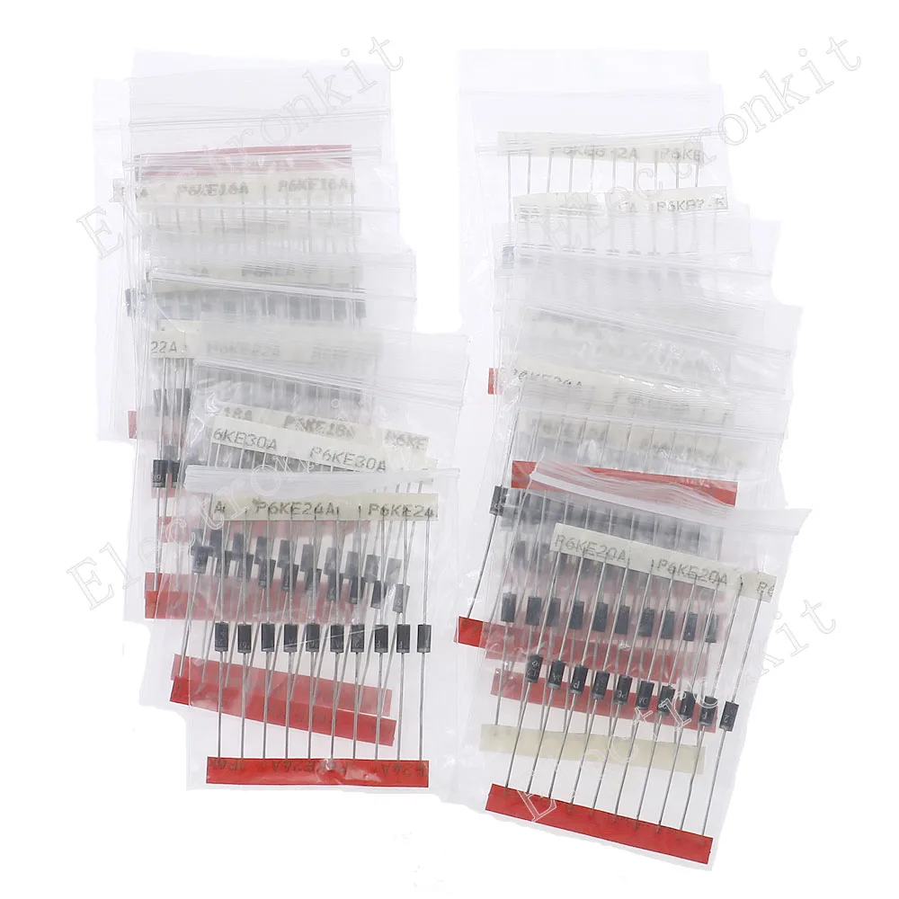 21-Wert-TVS-Dioden-Mix-Kit P6ke5A 6,8 A 7,5 A 8,2 A 9,1 A (210 Stück) – Bild 4