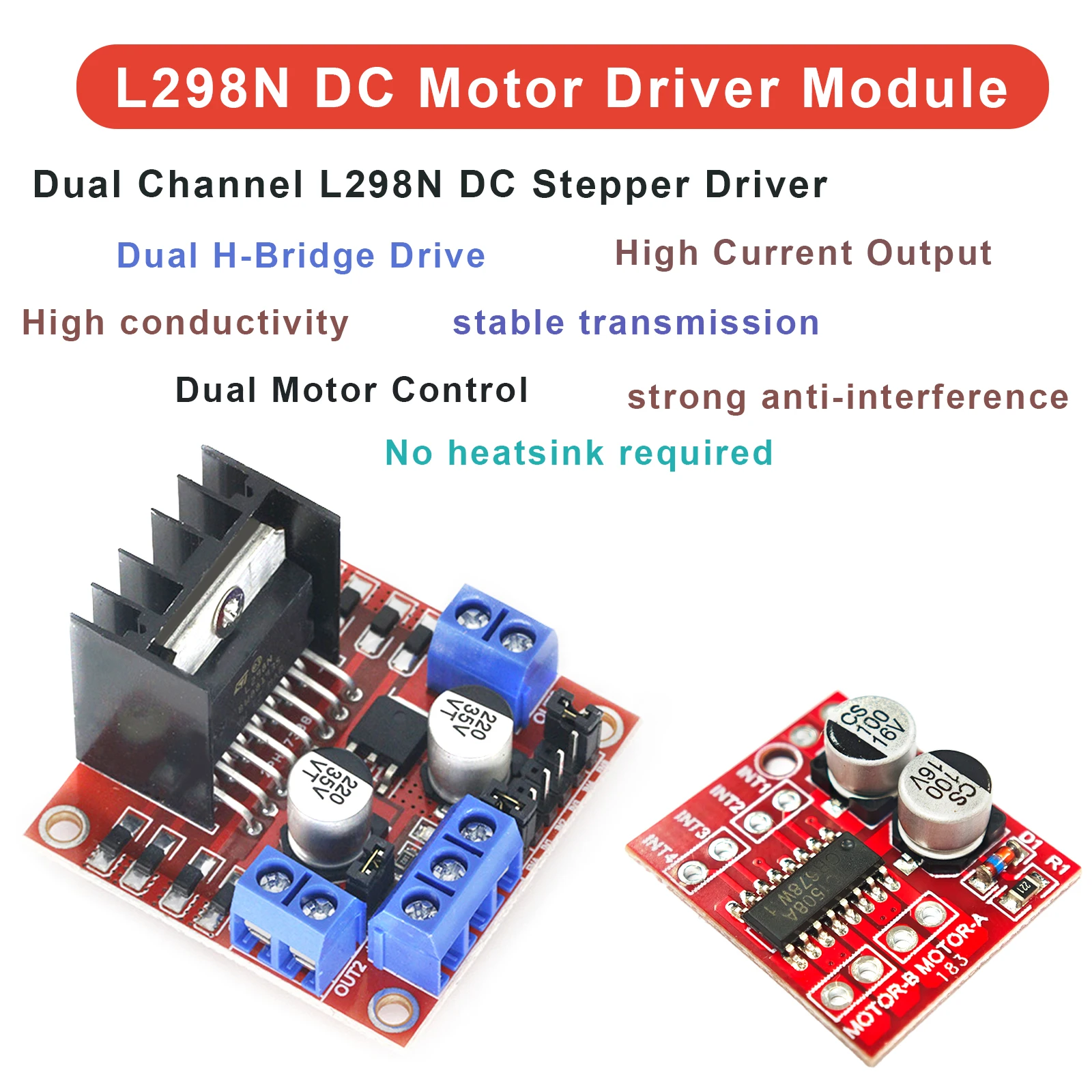 L298N DC-Motortreiber-Modul, Dual H-Brücke Schrittmotor-Controller für Arduino Smart Car Roboter