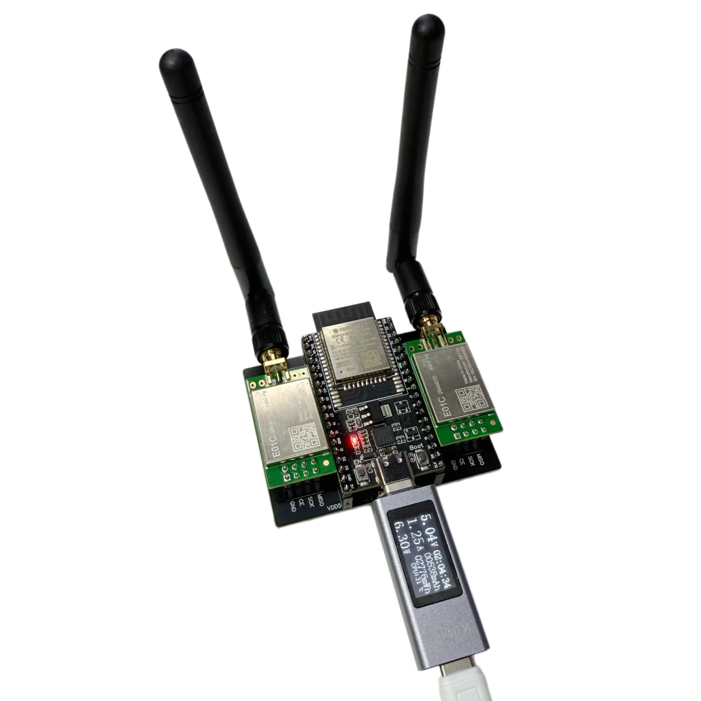 NRF24L01 Hochleistungsversion mit ESP32-DevKitC+E01C 5V2A Netzteil für Langstrecken-2.4G-Bluetooth-Tests