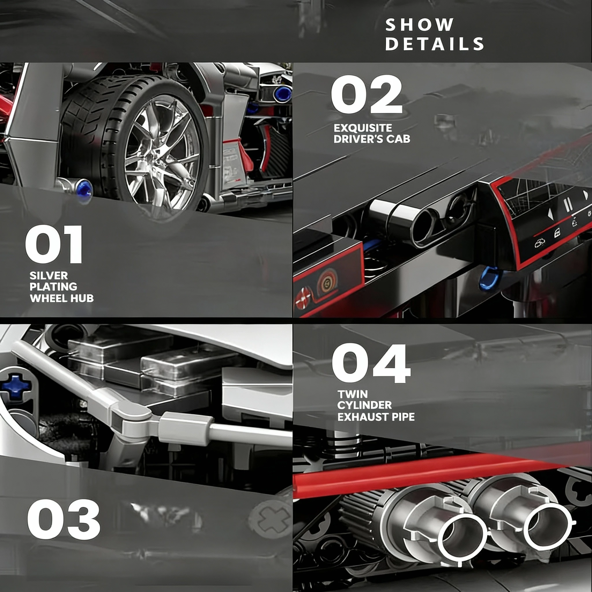 Supercar-Rennmodell-Bausteinset, DIY-Bausatz für mechanische – Bild 5