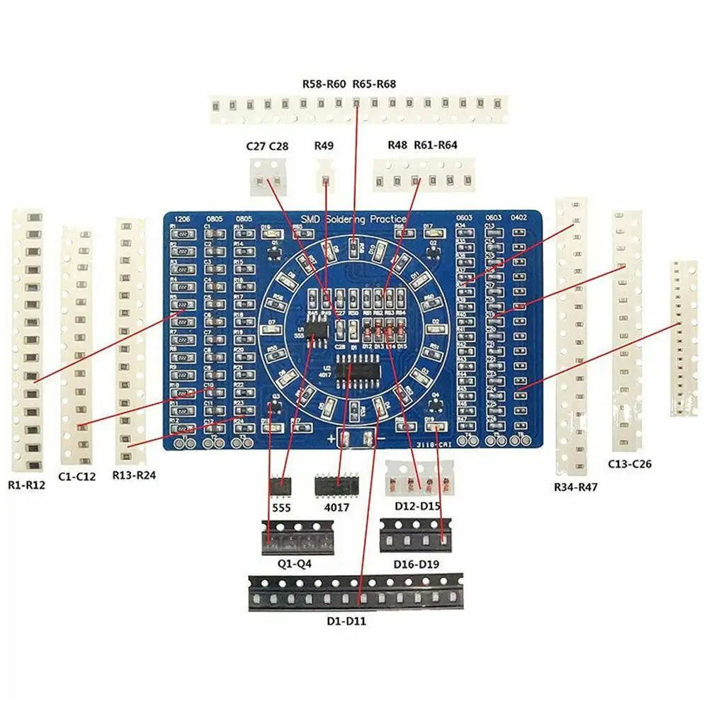 Löten Praxis SMD Leiterplatte LED Elektronik SMT Komponenten DIY PCB – Bild 3