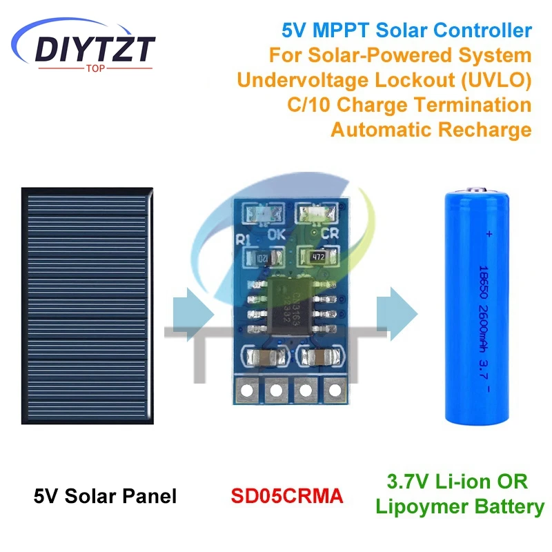 MPPT Solar Laderegler 1A 4,2 V 3,7 V 18650 LiPo Li-Ion Lithium – Bild 4