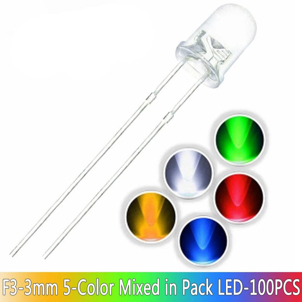 3mm 5mm LED Diode Assorted Kit Weiß Grün Rot Blau Gelb Orange F3 F5 Licht Emittierende DIY led lichter Dioden