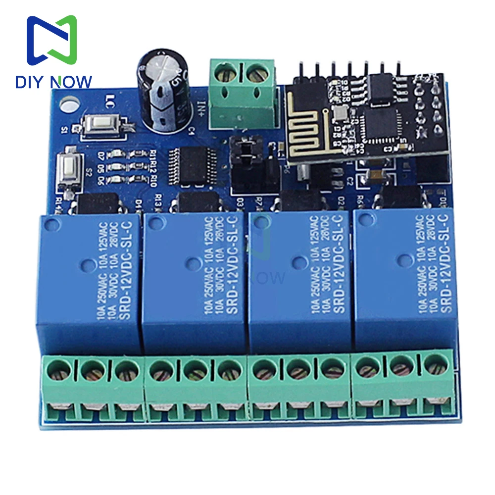 ESP8266 ESP-01 4-Wege-WiFi-Relaismodul 12V IoT Smart Home – Bild 2