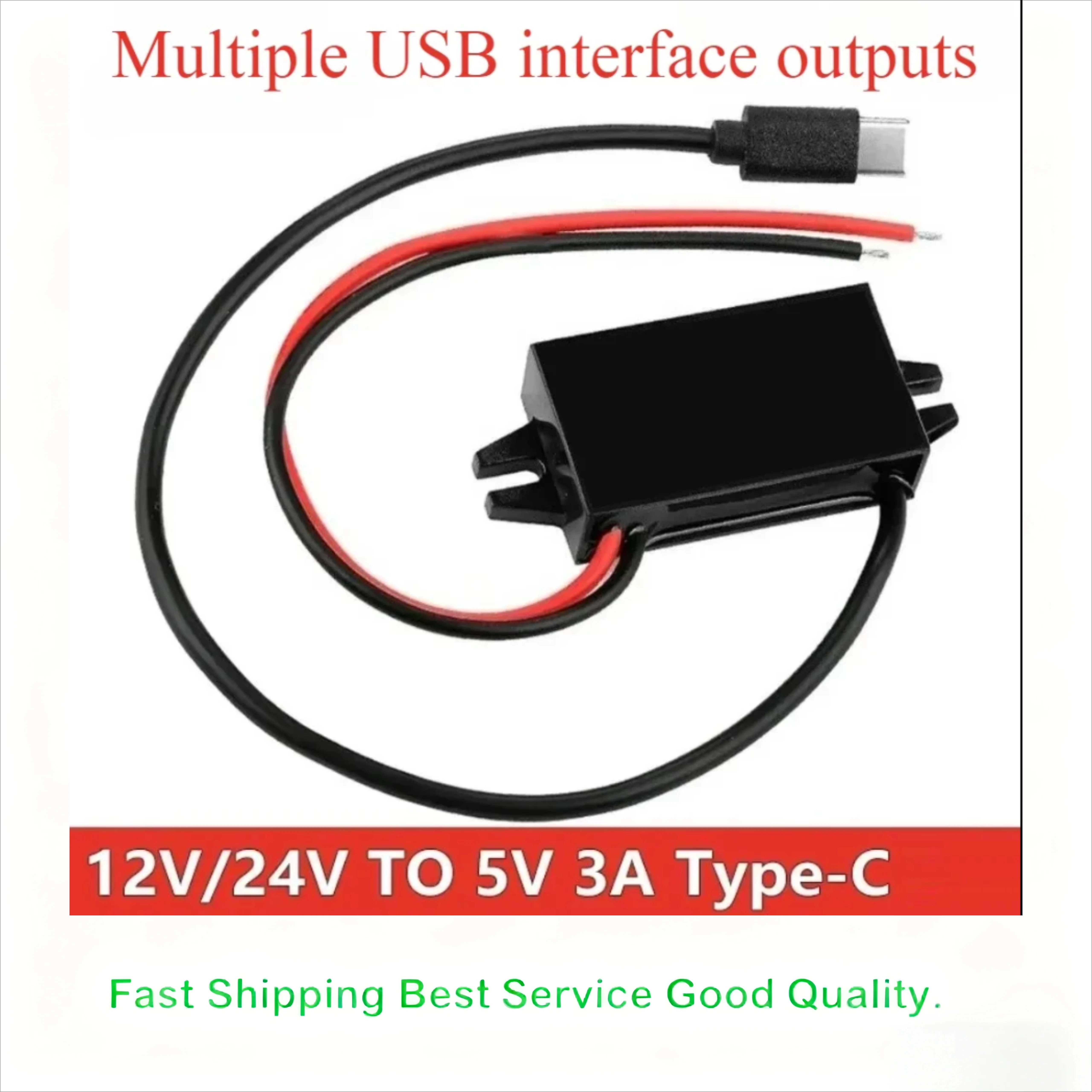12V 24V zu 5V 3A Auto-Abwärtswandler DC-DC Spannungsreduzierer Netzteil-Adapter für Typ-C USB Mini-USB