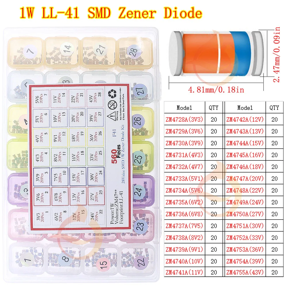 DIP SMD Zener Diode Fast Switching Schottky TVS Diode Assorted Kit – Bild 4