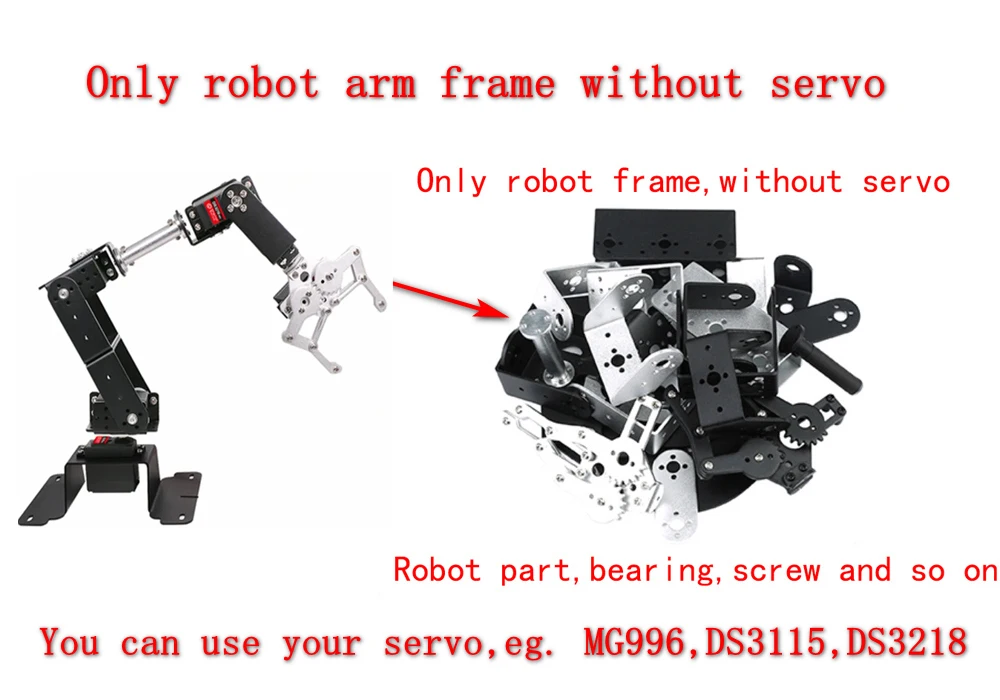 Roboterarm-Rahmen-Kit MG996 6 Dof Programmierbarer Roboterarm DIY-Kit – Bild 3