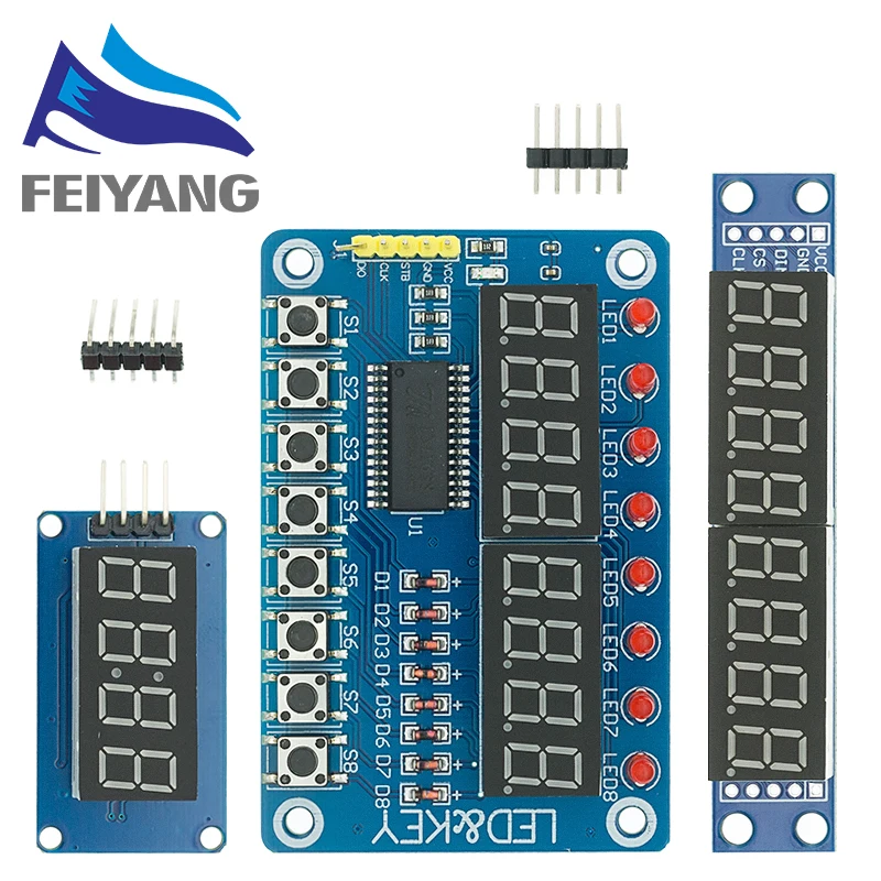 TM1637 4 Bits/TM1638/MAX7219 8-Bit-Digital-LED-Anzeigemodul 7 Segment 0,36 Zoll Uhr ROTE Anodenröhre Vier
