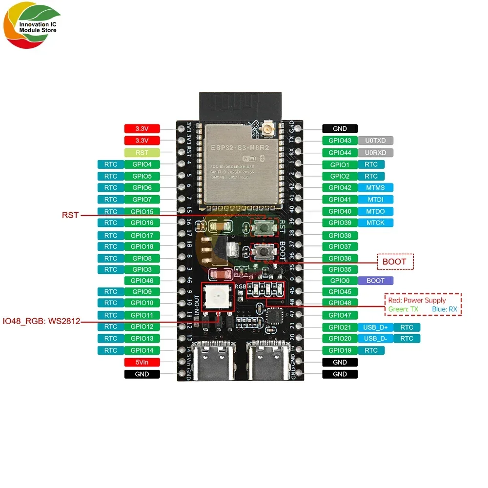 ESP32-S3 2,4GHz WiFi Bluetooth Modul ESP32-S3-N16R8 N8R2 – Bild 2