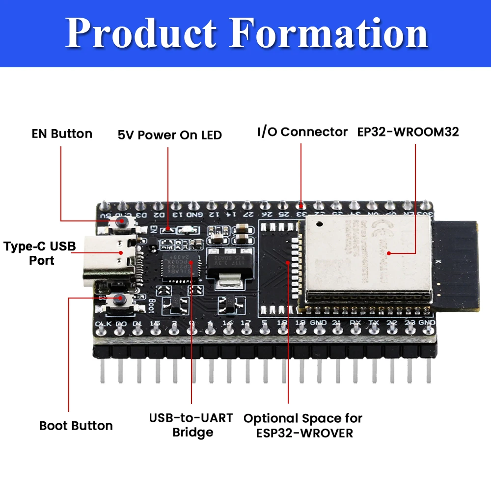 ESP32-Entwicklungsplatine mit GPIO-Erweiterungsplatinen-Kit ESP32-32D – Bild 2