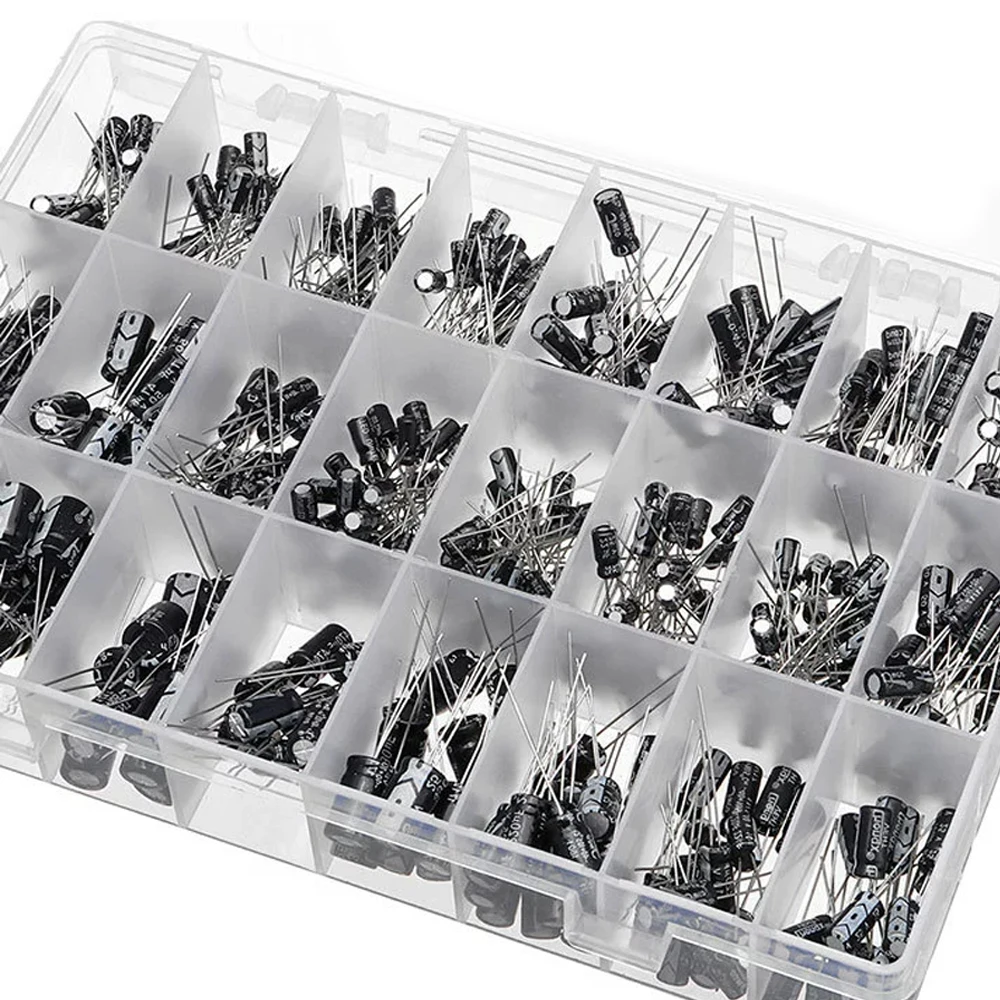 24 Arten 500-teiliges Elektrolytkondensator-Sortiment-Set 0,1uF-1000uF mit Aufbewahrungsbox
