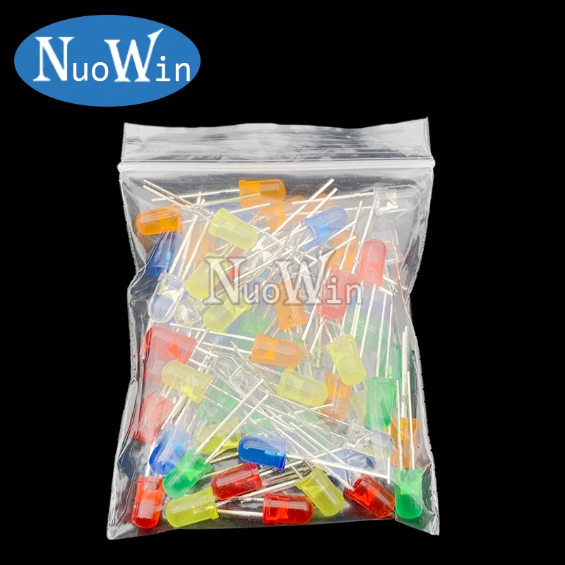 3 mm 5 mm LED-Dioden-Sortiment-Set, Weiß, Grün, Rot, Blau, Gelb – Bild 4