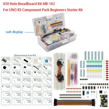 830-Loch-Steckbrett-Kit MB-102 für UNO R3 Element Pack Starter-Kit für Anfänger