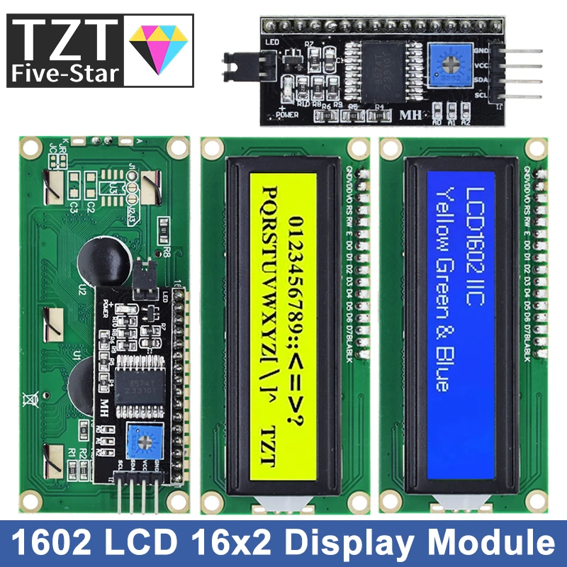 Lcd1602 lcd modul blau/gelb grüner bildschirm 16x2 zeichen lcd display pcf8574t pcf8574 iic i2c schnitts telle