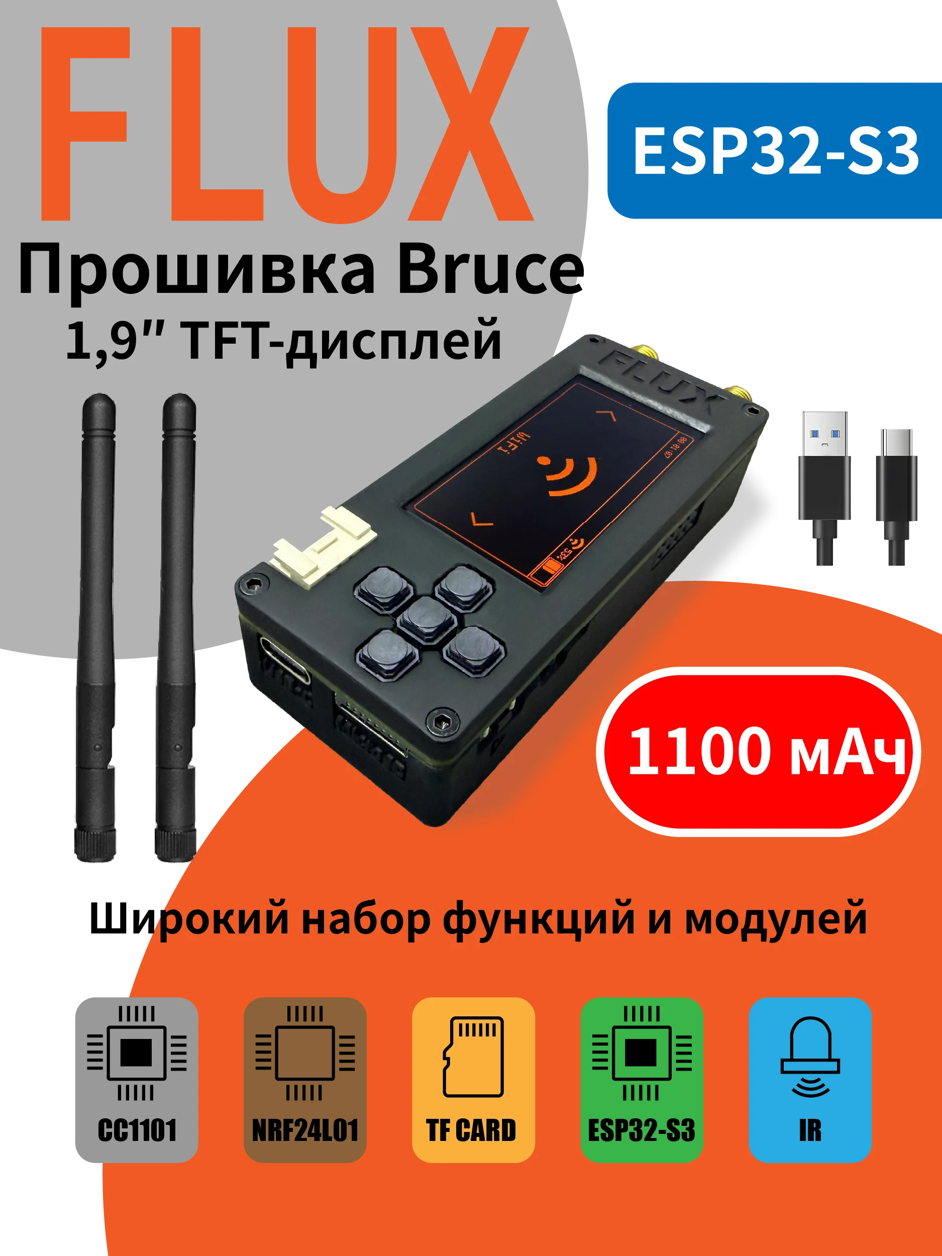 ESP32-S3 Entwicklungsboard, 16 MB Flash, 8 MB PSRAM, unterstützt 2,4-GHz-WLAN + Bluetooth CC1101, NRF24L01