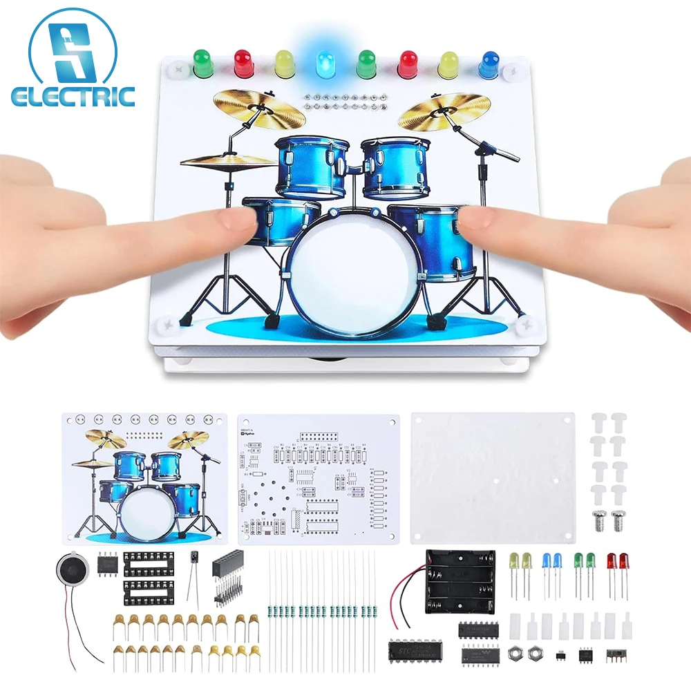 DIY Trommel-Lötset mit Berührungssensor-Sound & LED-Lichtern STEM Elektronik-Projekt für Schüler
