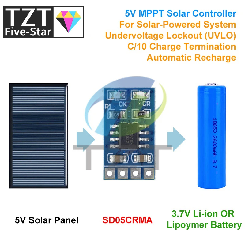 Mppt Solar laderegler 1a 4,2 v 3,7 v Lipo Li-Ionen Lithium Batterie – Bild 2