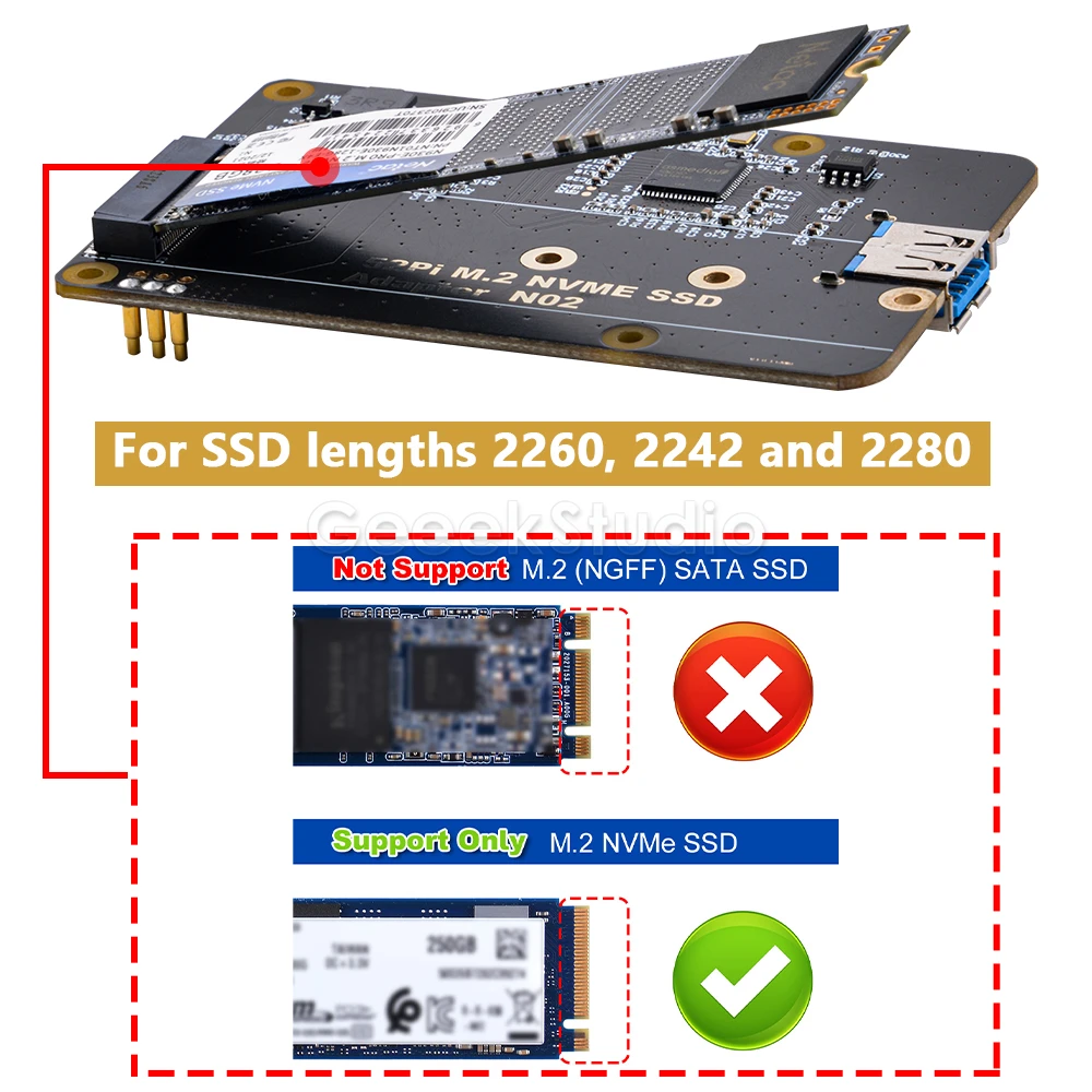 M.2 NVME SSD-Erweiterungsadapterplatine für Raspberry Pi 4 Modell B – Bild 3