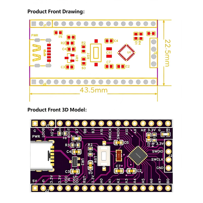 STM32L031G6U6 Entwicklungsboard Typ-C Stromsparendes STM32L0 Kernboard – Bild 6