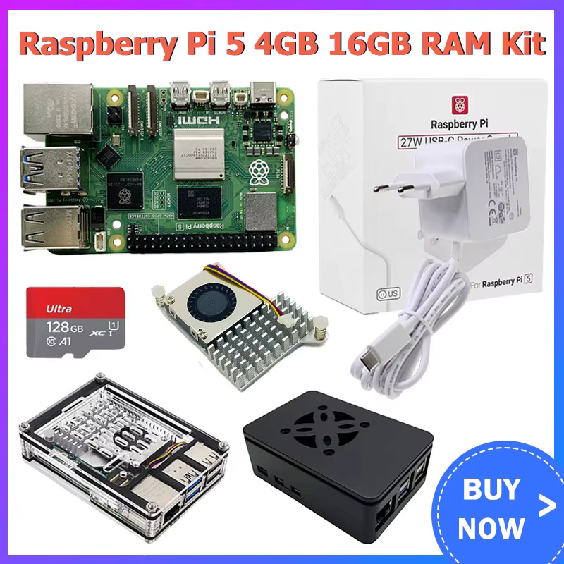 Raspberry Pi 5 16GB 4GB RAM Kit BCM2712 Cortex-A76 2.4GHz LPDDR4X-4267 PCIe 2.0 RTC Optionales Gehäuse