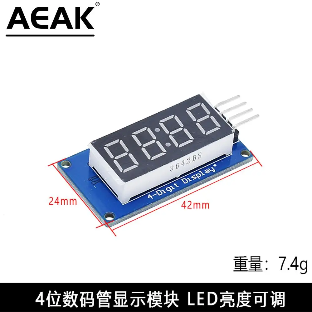 TM1637 LED-Anzeigemodul 7 Segment 4 Bits 0,36 Zoll Uhr ROTE Anode – Bild 5