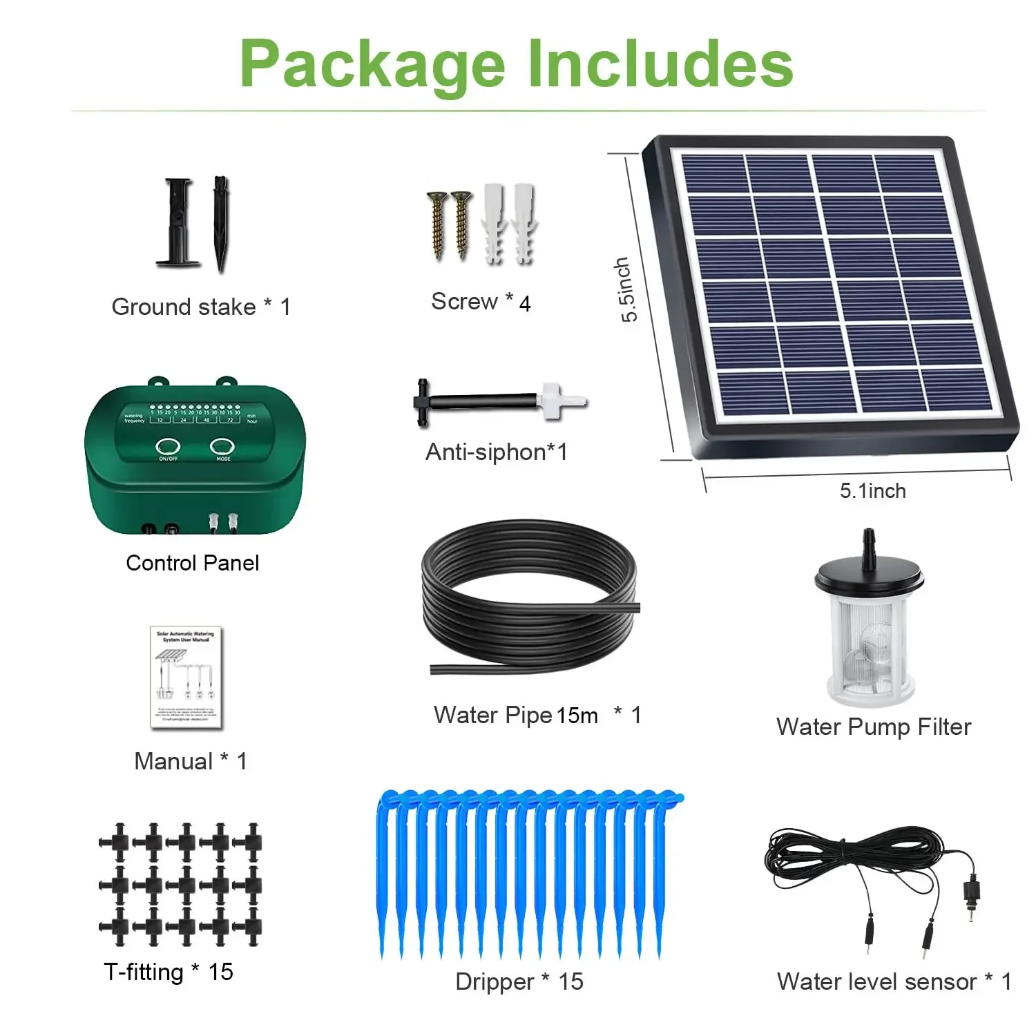 Intelligentes Solarbewässerungsset 6V 2W mit eingebauter 1800mAh Batteriebewässerung für Topfpflanzen DIY