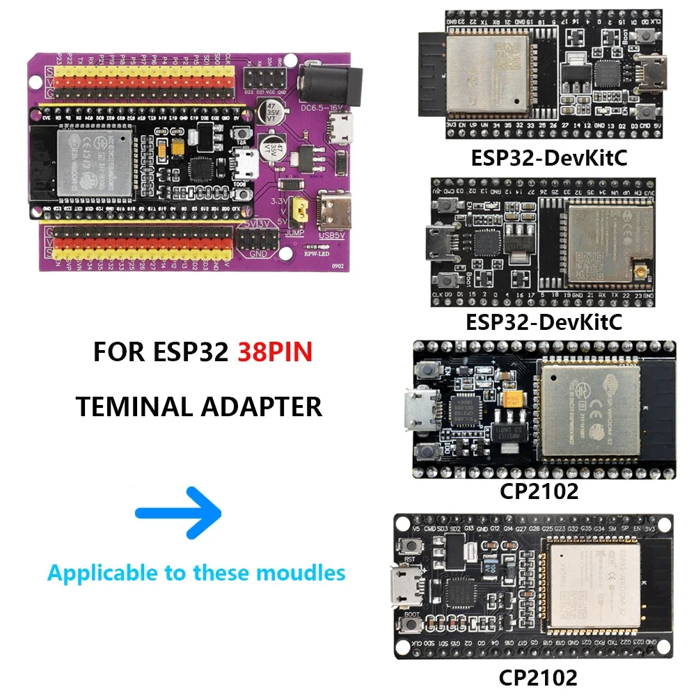 ESP32 Entwicklungs platine TYPE-C/MICRO USB CP2102 WiFi Bluetooth Dual Core ESP32-DevKitC-32 ESP-WROOM-32