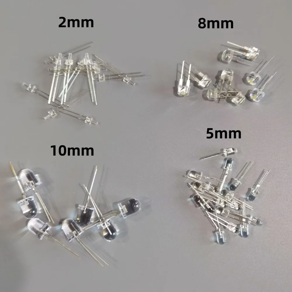 Vorverdrahtete Leuchtdioden 3 V 2 mm 3 mm 5 mm 8 mm 10 mm LED Rot/Grün/Blau/Gelb/Warm/Weiß (100 Stück)