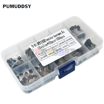 Transistor-Sortiment-Kit 10 Werte 200 Stück BC337 BC327 2N2222 2N2907 2N3904 2N3906 S8050 S8550 A1015 C1815