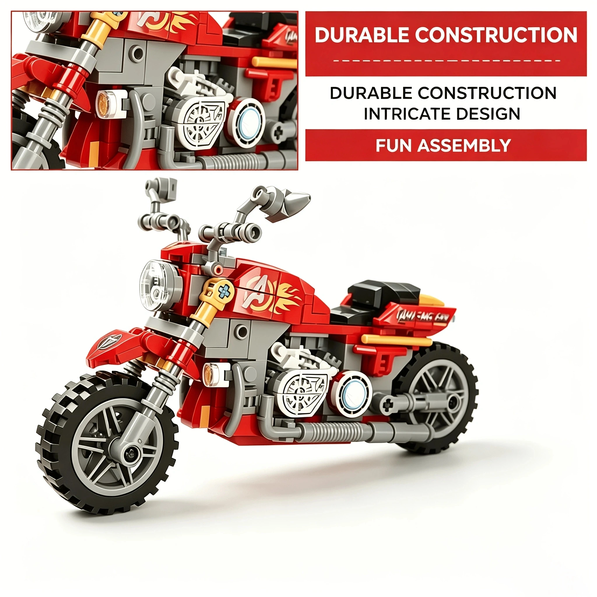 Kreative Bausteine Simulations-Motorrad-Automodell DIY – Bild 6